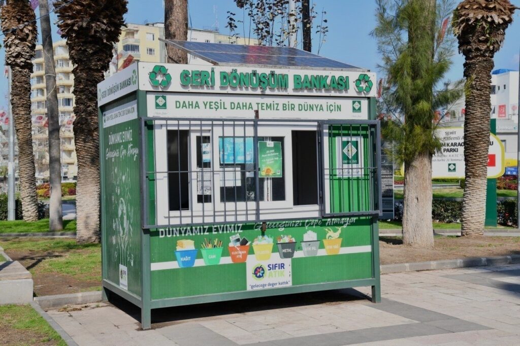 The recycling banks established within the framework of the Zero Waste Project implemented in Osmaniye, Türkiye, March 13, 2024. (IHA Photo)