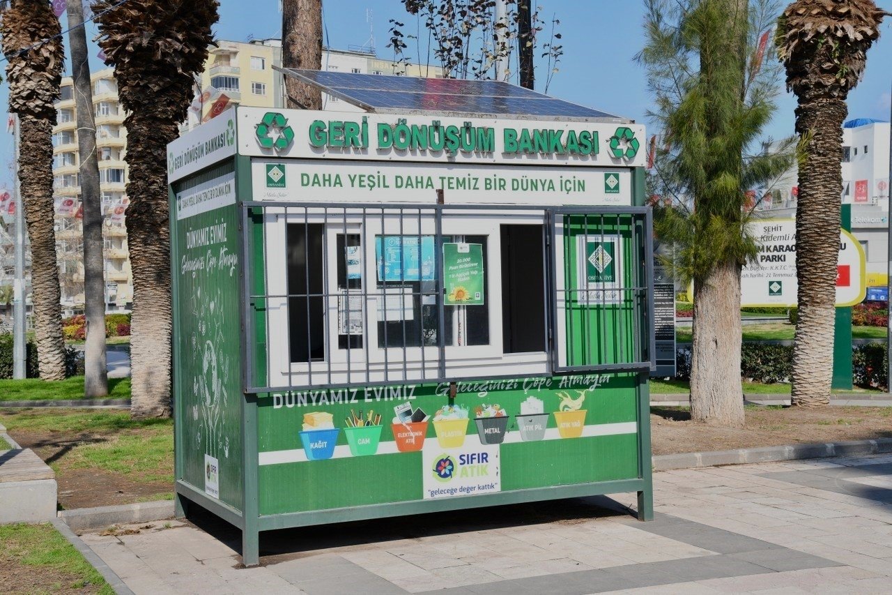 The recycling banks established within the framework of the Zero Waste Project implemented in Osmaniye, Türkiye, March 13, 2024. (IHA Photo)
