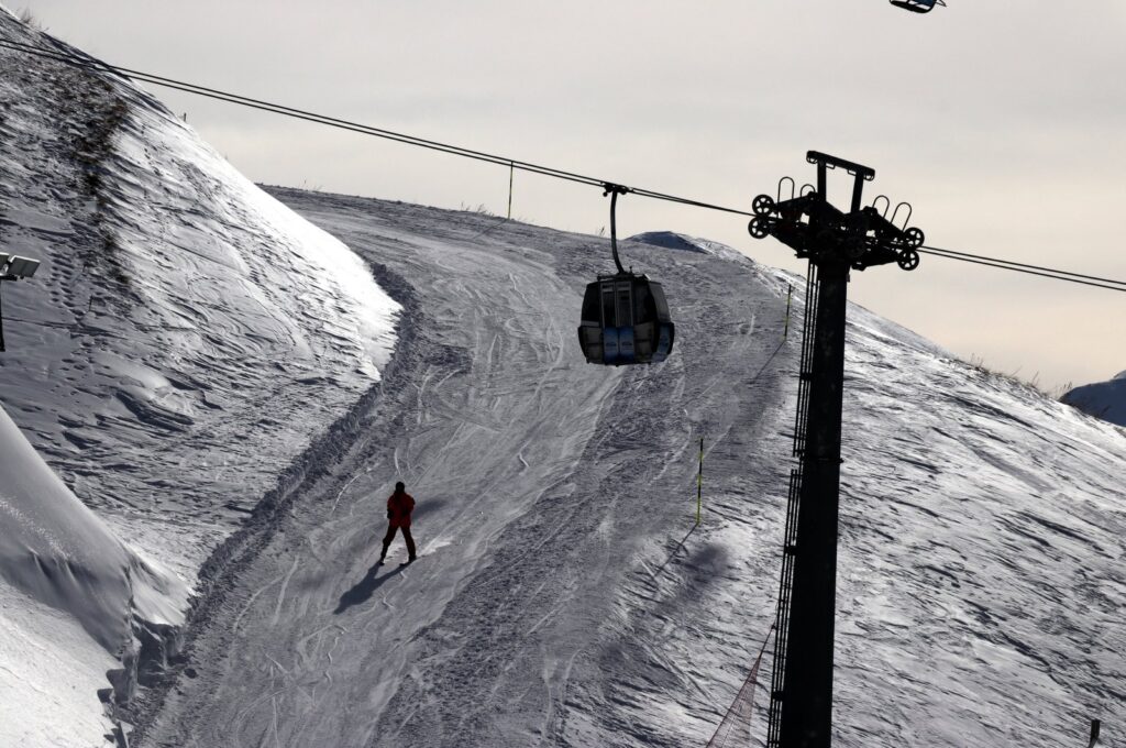 A skier is seen at Palandöken, one of Türkiye's premier ski resorts, in Erzurum, eastern Türkiye, March 2, 2024. (AA Photo)