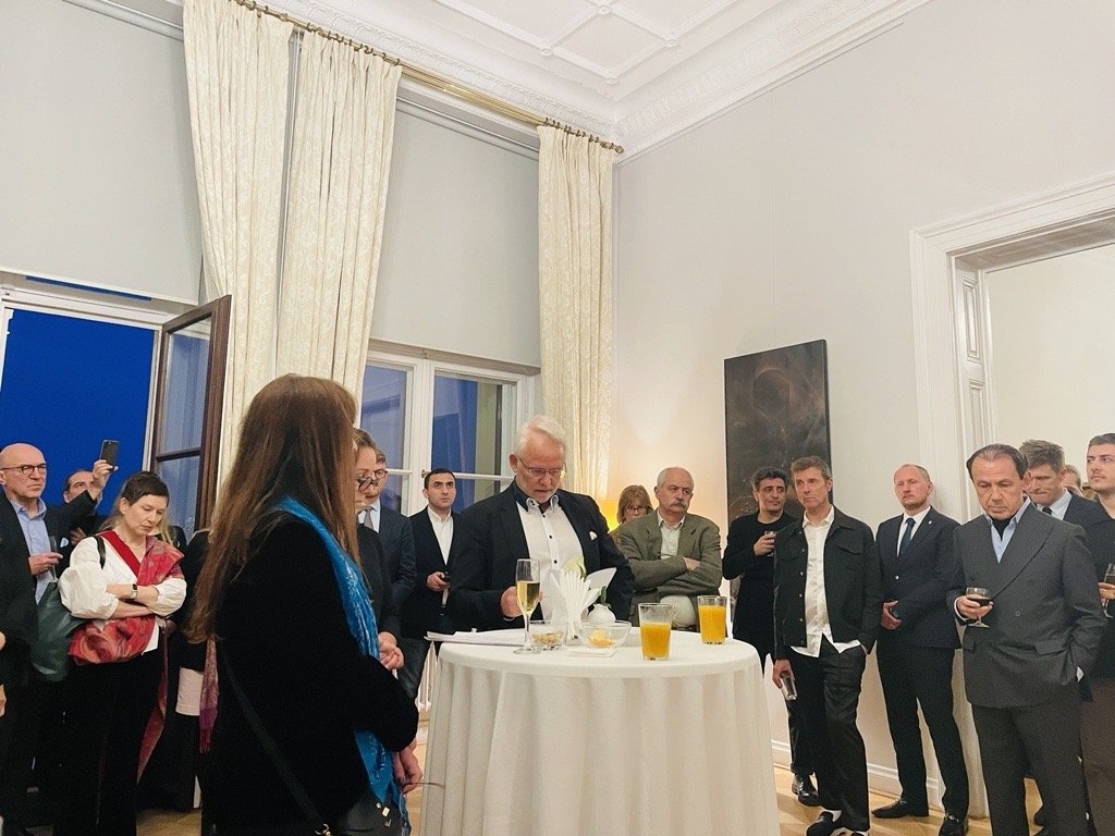 319503 The German Consul General Johannes Regenbrech speaks during the opening of the exhibition 'Art for Women,' Istanbul, Türkiye, March 13, 2024. (Photo by Buse Keskin)