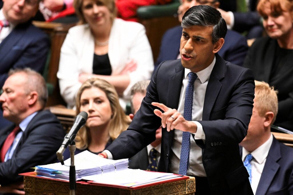 Britain's Prime Minister Rishi Sunak speaking during a weekly session in the House of Commons, London, U.K., March 13, 2024. (AFP Photo)