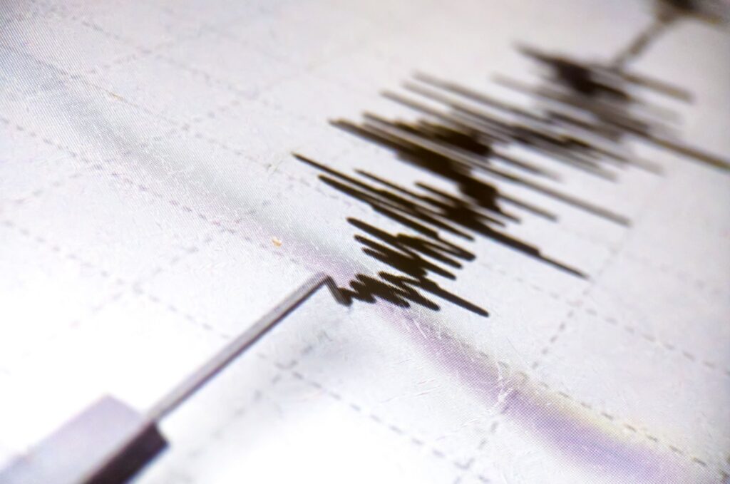 Richter scale with low and high earthquake waves are seen on a white background in this undated file photo. (Shutterstock File Photo)
