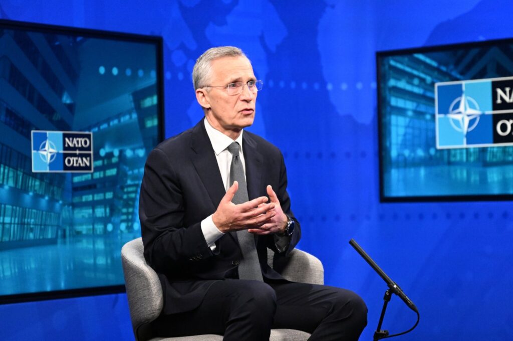 NATO Secretary-General Jens Stoltenberg speaks during an interview in Brussels, Belgium, March 15, 2024. (AA Photo)