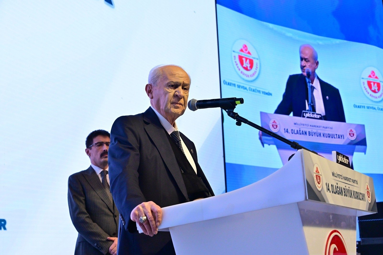 Nationalist Movement Party (MHP) leader Devlet Bahçeli speaks at the party's convention, Ankara, Türkiye, March 17, 2024. (İHA Photo)