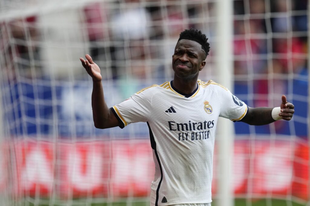 Real Madrid's Vinicius Jr reacts during the La Liga match against Osasuna, Pamplona, Spain, March 16, 2024. (AA Photo)