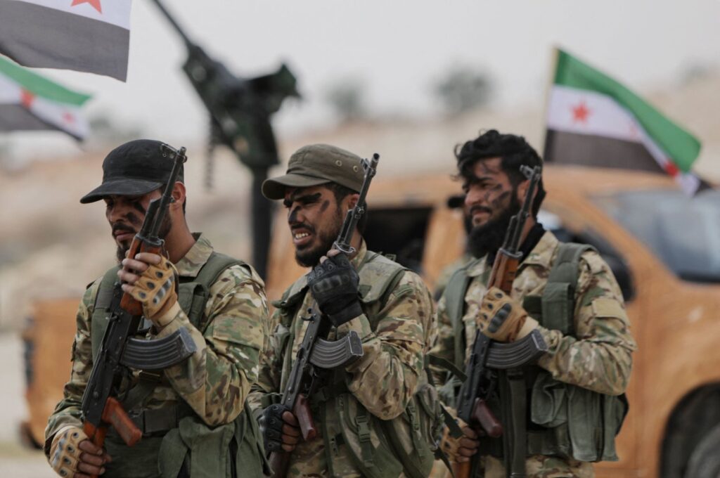 Turkish-backed Syrian opposition fighters take part in military training in Tadif, eastern countryside of Aleppo province, Syria, May 23, 2023. (AFP Photo)