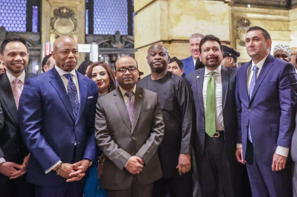 New York City Mayor Eric Adams hosted a Muslim iftar dinner at the Surrogate's building in Manhattan, attended by Turkish Consul General Reyhan Özgür, New York, U.S., March 19, 2024. (AA Photo)