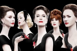 The photo shows the "swans" that are shown in "Feud: Capote vs. The Swans" series by Ryan Murphy. (Photo courtesy of FX)