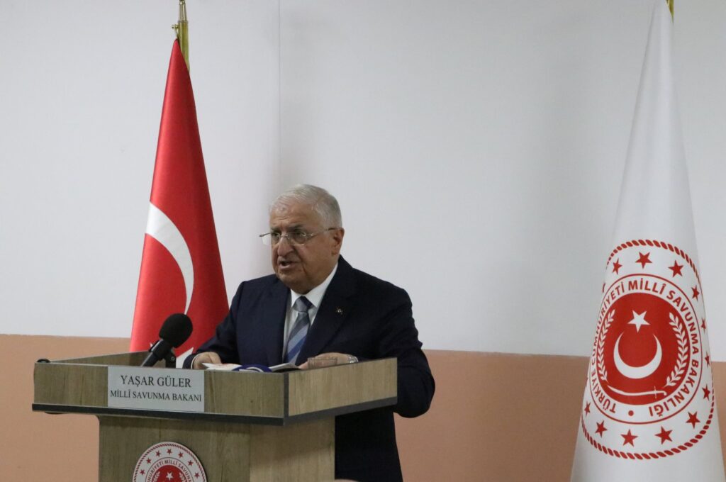 Defense Minister Yaşar Güler speaks at an iftar gathering with families of fallen Turkish soldiers in Kahramanmaraş, March 20, 2024. (AA Photo)