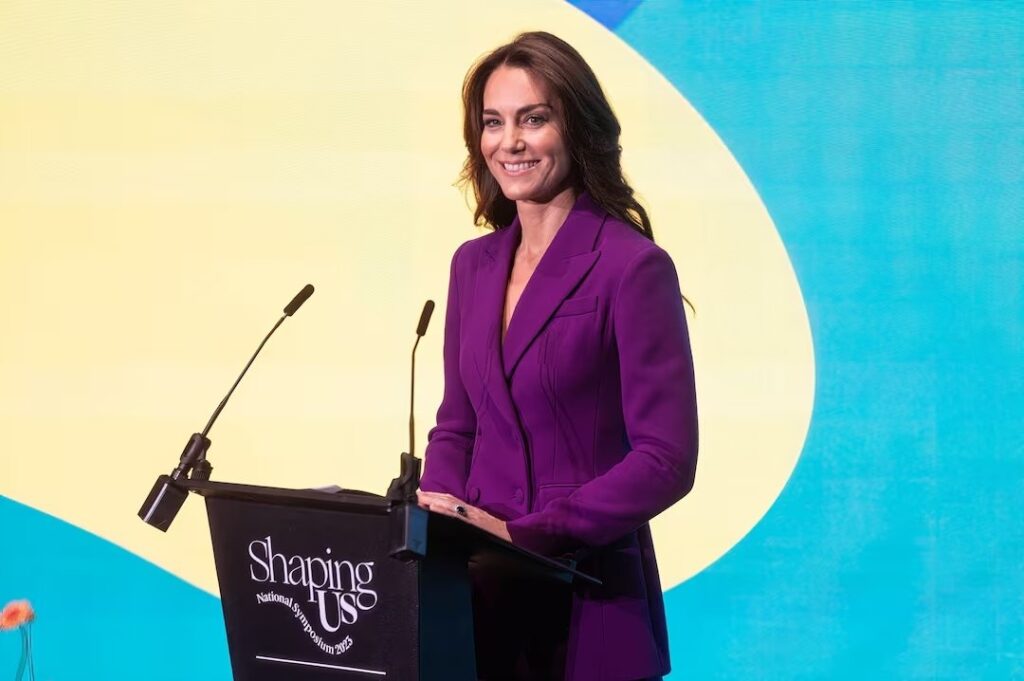 Catherine, Princess of Wales, makes a key note speech at the "Shaping Us" National Symposium at The Design Museum in London, Britain, Nov. 15, 2023. (Reuters Photo)