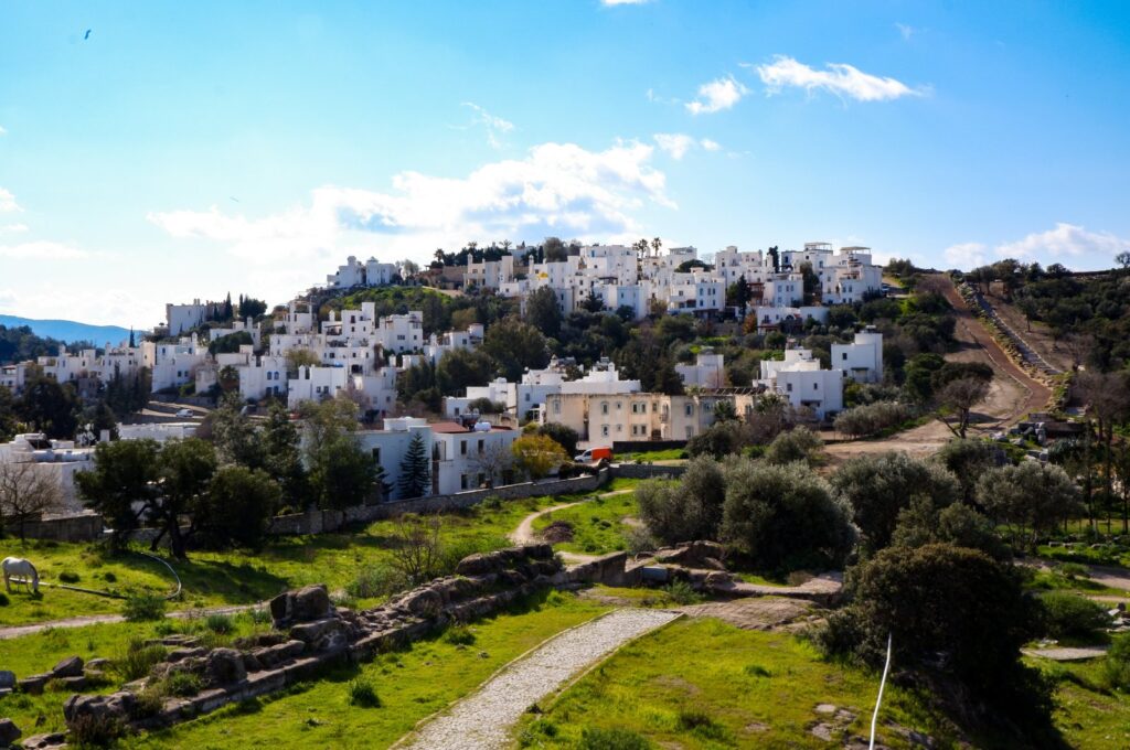 A front view of coastal town architecture in Bodrum, Türkiye, Feb. 22, 2022. (Shutterstock Photo)