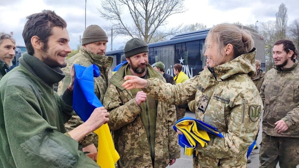 Ukrainian prisoners of war are seen after a swap, amid Russia's attack on Ukraine, at an unknown location, Ukraine, April 16, 2023. (Reuters Photo)