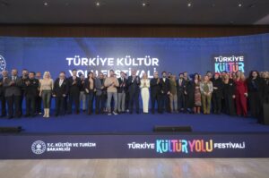 The Minister of Culture and Tourism, Mehmet Ersoy, attended the Tükiye's Culture Road Festival 2024 announcement meeting with the artists held at the Atatürk Cultural Center (AKM), Istanbul, Türkiye, March 25, 2024. (AA Photo)