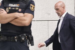 Spanish former Royal Spanish Football Federation (RFEF) chief Luis Rubiales leaves the National Court, Madrid, Spain, Sept. 15, 2023. (EPA Photo)
