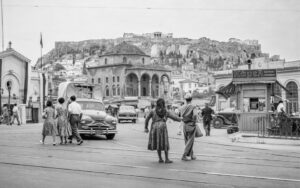 Athens, Monastiraki Square, 1954 by Robert McCabe. (Photo courtesy of Consulate General of Greece Istanbul)
