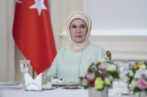 First lady Emine Erdoğan addresses an event in Ankara, Türkiye, March 30, 2024. (AA Photo)