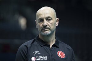 Turkish national women's handball team coach Costica Buceschi speaks with Anadolu Agency (AA Photo), Rize, Türkiye, March 28, 2024. (AA Photo)