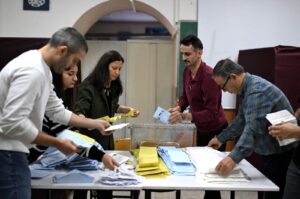 Electoral workers begin to count ballots at a polling station following municipal elections, Istanbul, Türkiye, March 31, 2024. (AFP Photo)