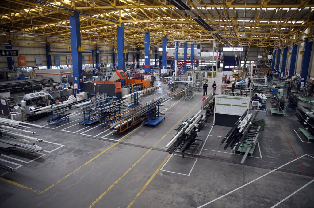 An aerial view of the aluminum cutting facility in Sakarya, northwestern Türkiye, March 22, 2024. (AA Photo)