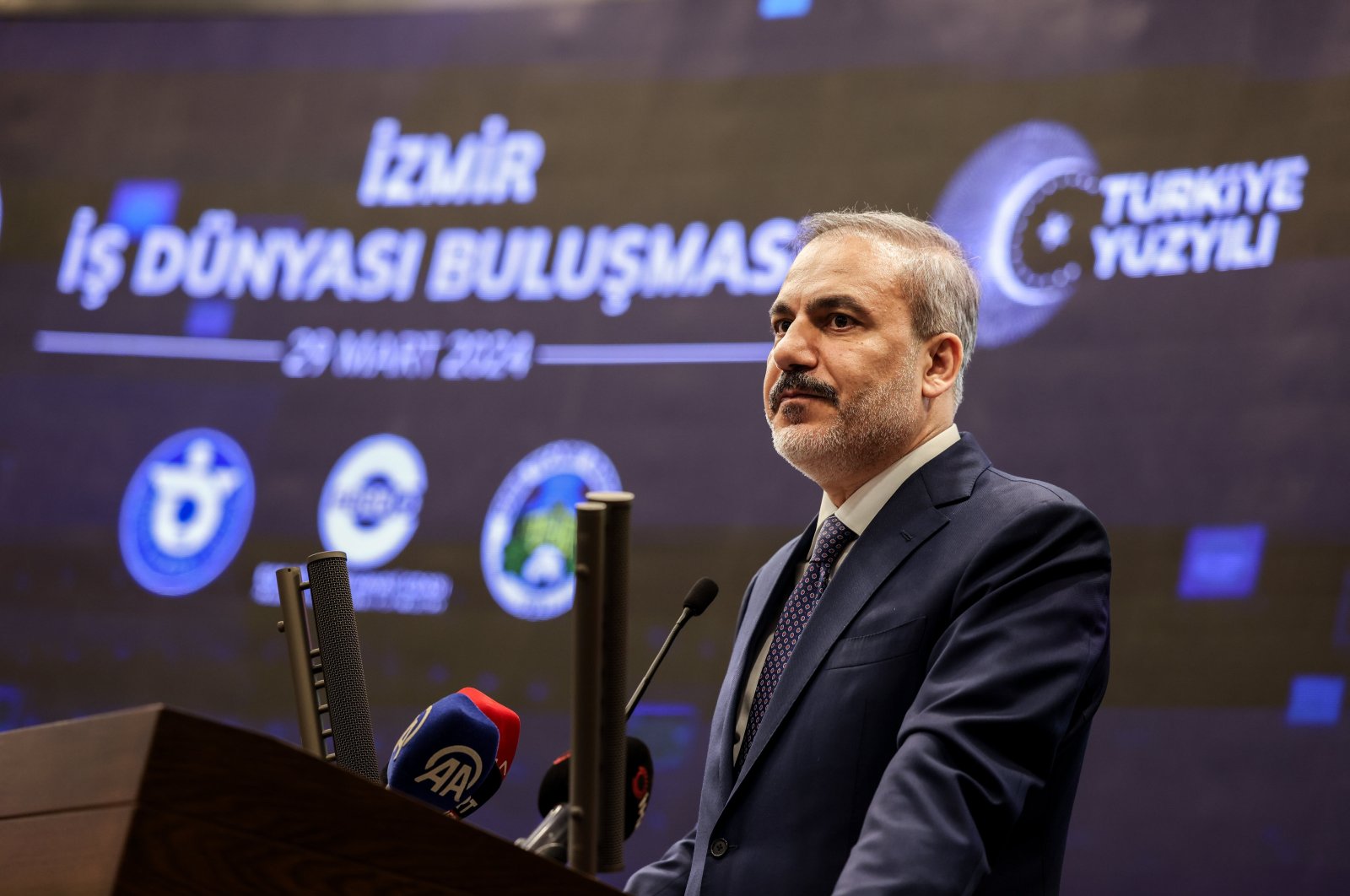 Foreign Minister Fidan speaks at an event in Izmir, western Türkiye, March 29, 2024. (AA Photo)