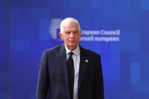 High Representative of the European Union for Foreign Affairs and Security Policy Josep Borrell arrives to attend the European Council meeting in Brussels, Belgium, March 21, 2024. (EPA Photo)