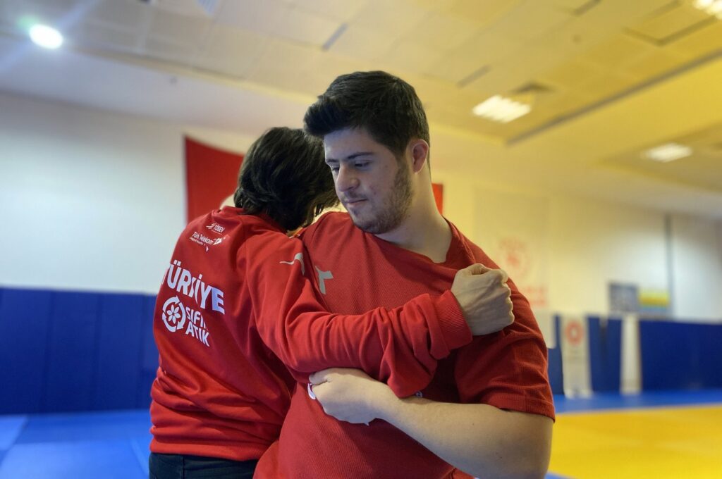 Turkish judoka with Down syndrome Musa Alan trains at the Servet Tazegül Sports Hall, Mersin, Türkiye, April 3, 2024. (AA Photo)