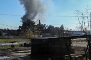 Smoke billows after Turkish airstrikes target the PKK terrorist group, Qamishli, Syria, Dec. 25, 2023. (AFP Photo)
