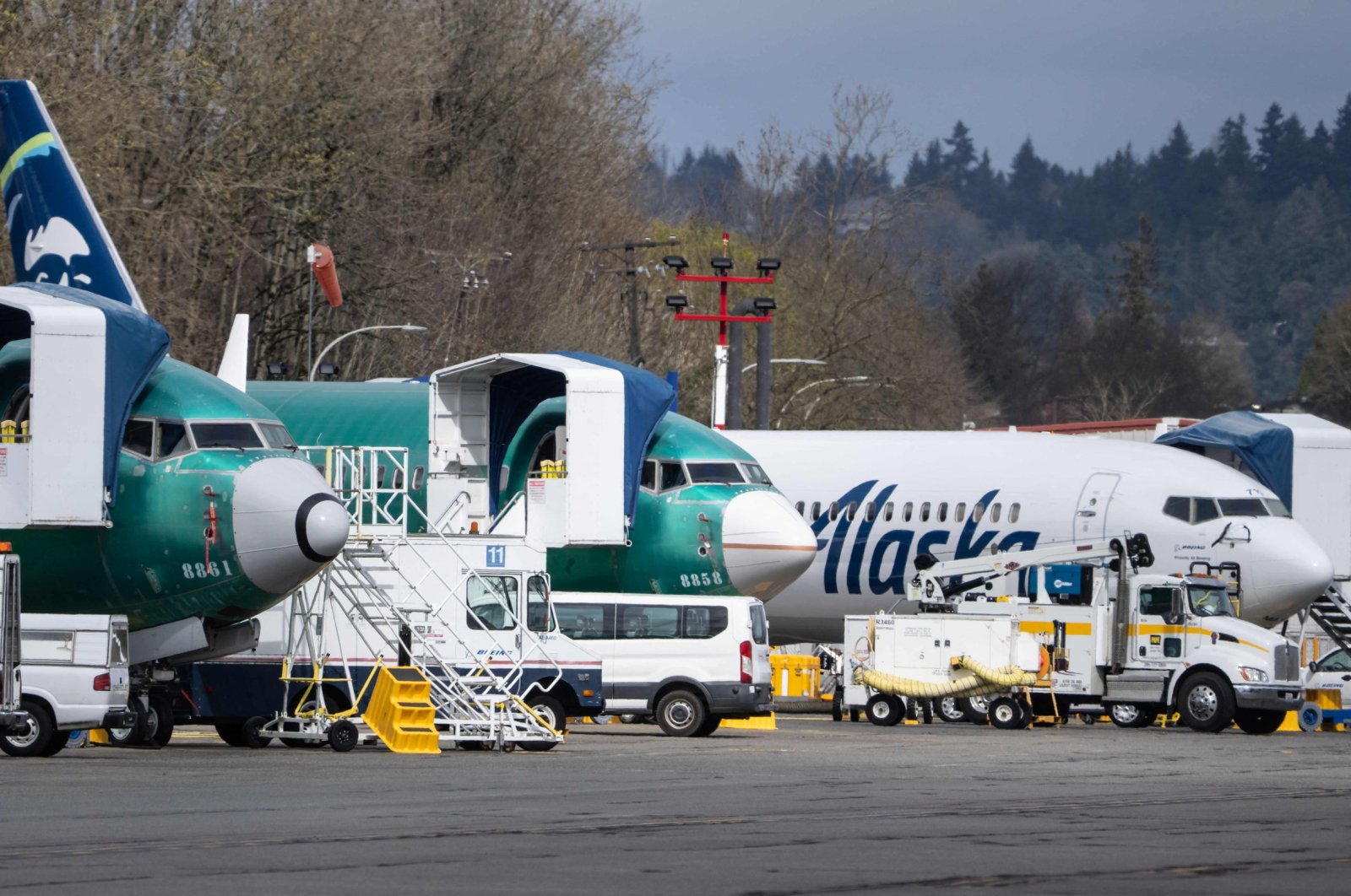 Boeing 737 Max airplanes are pictured outside a Boeing factory in Renton, Washington, U.S., March 25, 2024. (AFP Photo)