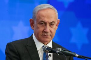Israeli Prime Minister Benjamin Netanyahu addresses the Conference of Presidents of Major American Jewish Organizations, west Jerusalem, Israel, Feb. 18, 2024. (Reuters Photo)