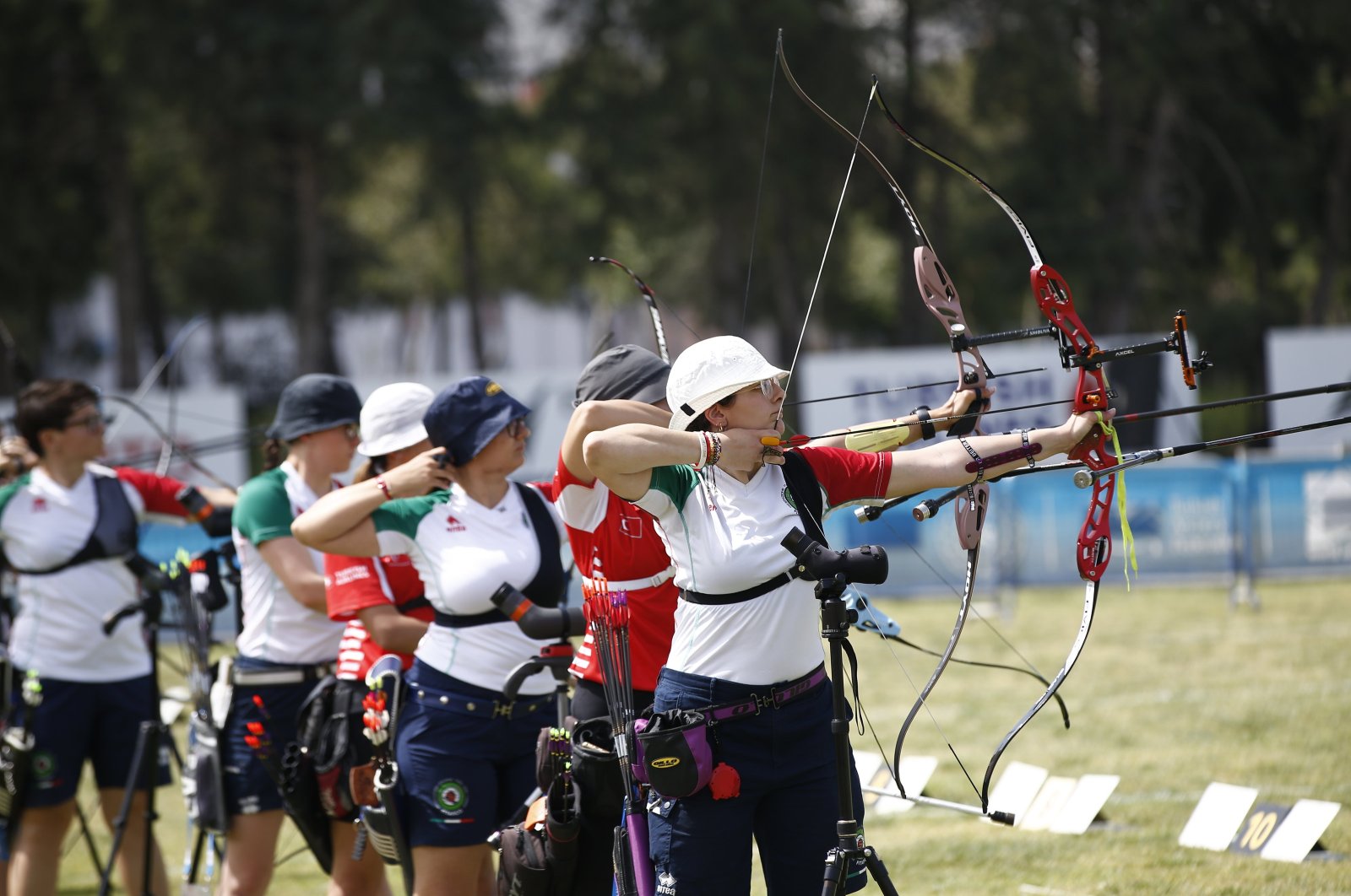 Turkish archers train at the 100th-Year Archery Facilities, Antalya, Türkiye, April 5, 2024. (AA Photo)