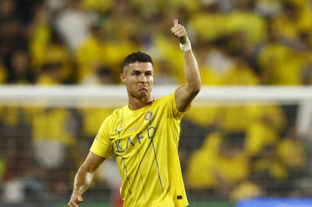 Al Nassr's Cristiano Ronaldo reacts as he walks off after being shown a red card during the Saudi Super Cup semifinal match against Al Hilal, Abu Dhabi, UAE, April 9, 2024. (Reuters Photo)