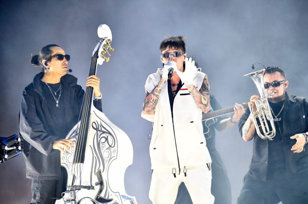Mexican singer Peso Pluma performs on the Coachella Stage during the Coachella Valley Music and Arts Festival in Indio, California, U.S., April 12, 2024. (AFP Photo)