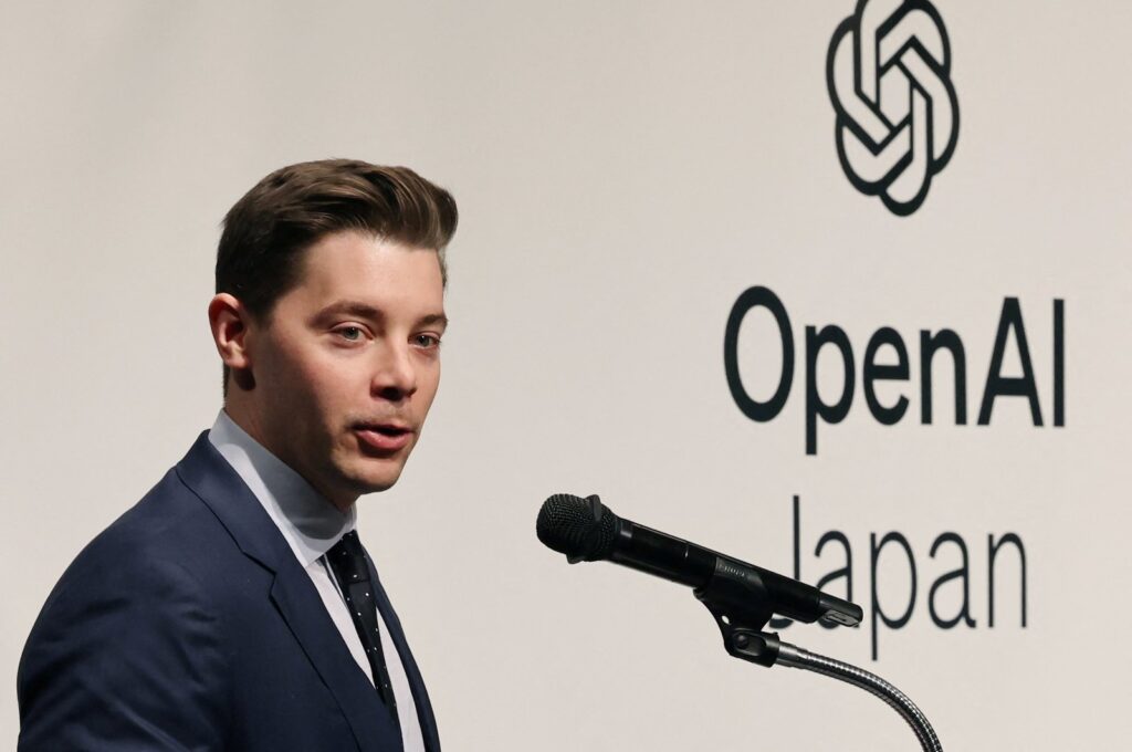 OpenAI Chief Operating Officer Brad Lightcap speaks at a news conference about the opening of its first Asia office, Tokyo, Japan, April 15, 2024. (Reuters Photo)