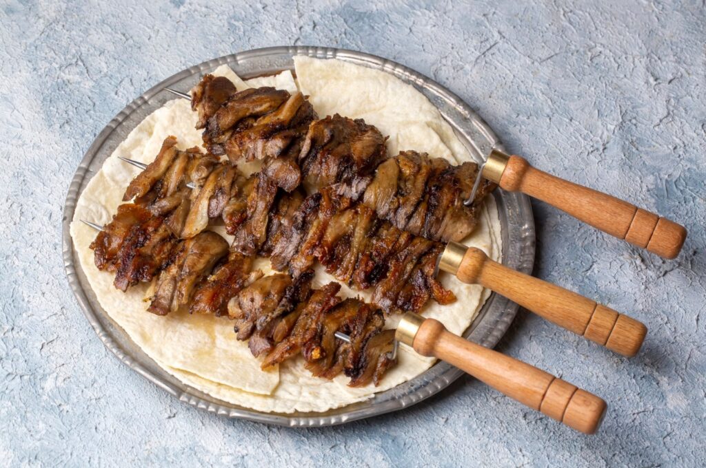 Cağ kebabı is a type of kebab made from lamb or goat meat in Turkish cuisine. (Shutterstock Photo)