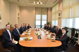 Chief presidential adviser Akif Çağatay Kılıç (R-3) and U.S. Under Secretary for Management John Bass  (L-3) meet for talks in Ankara, Türkiye, April 16, 2024. (AA Photo)