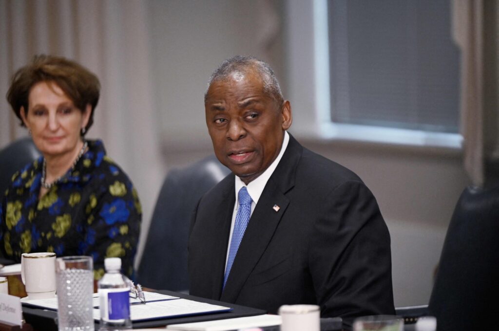 U.S. Secretary of Defense Lloyd Austin meets with Philippines President Ferdinand Marcos Jr., at the Pentagon in Washington, D.C., on April 12, 2024. (AFP Photo)