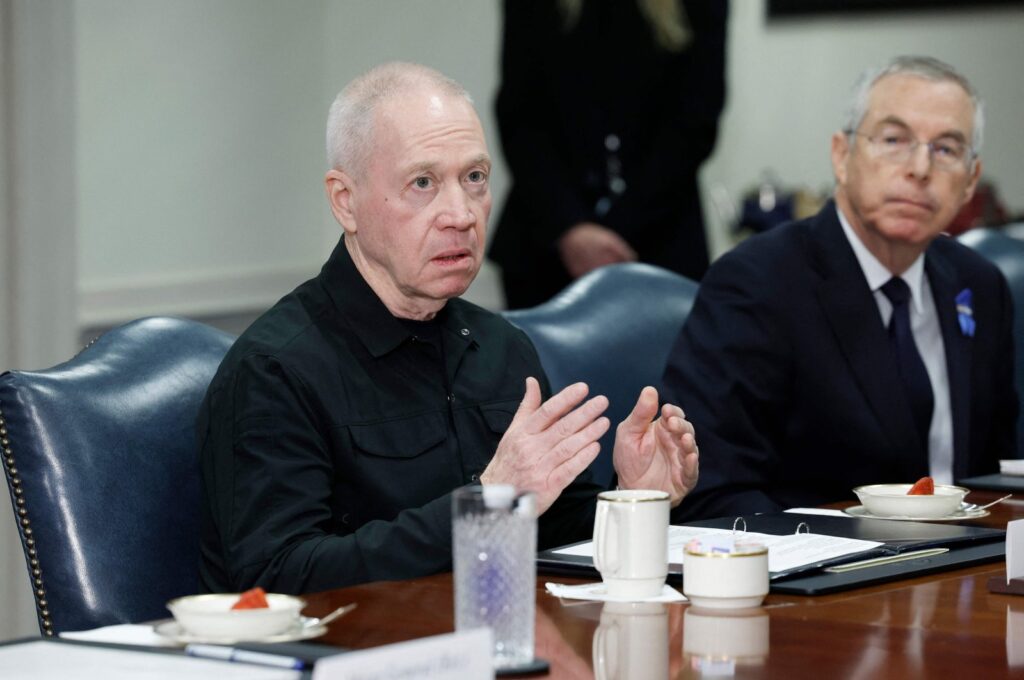 Israeli Minister of Defense Yoav Gallant speaks during a meeting with U.S. Secretary of Defense Lloyd Austin at the Pentagon in Arlington, Virginia on March 26, 2024. (AFP File Photo)