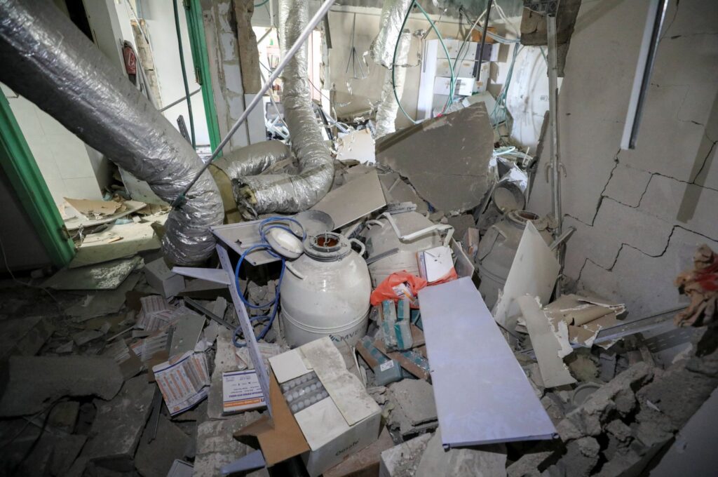 Nitrogen tanks, where embryos were stored, lie at the Al-Basma IVF Centre, Gaza's largest fertility clinic struck by an Israeli shell during the ongoing conflict, Gaza City, Palestine, April 2, 2024. (Reuters Photo)