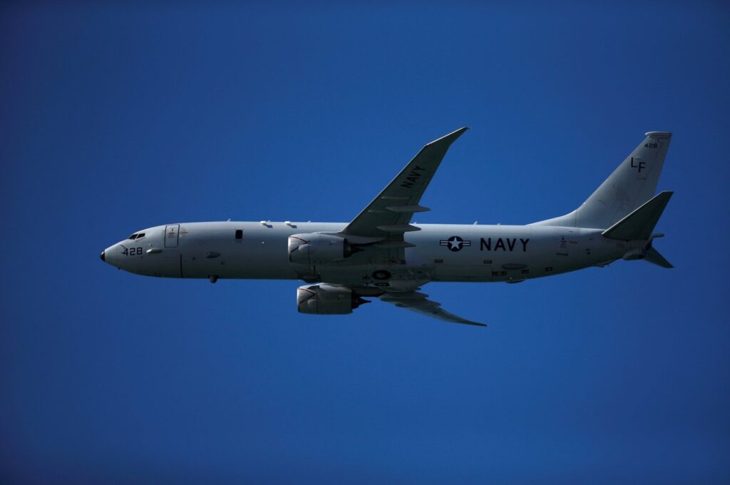 A Boeing P-8 Poseidon aircraft from the U.S. Navy flies over a beach near the naval airbase during an international aerial and naval military exhibition commemorating the centennial of the Spanish Naval Aviation, Rota, Spain, Sept. 16, 2017. (Reuters Photo)