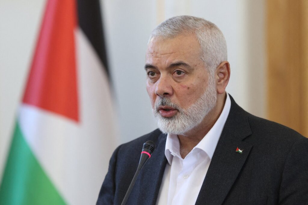 Palestinian group Hamas' top leader, Ismail Haniyeh, speaks during a news conference in Tehran, Iran, March 26, 2024. (Reuters Photo)