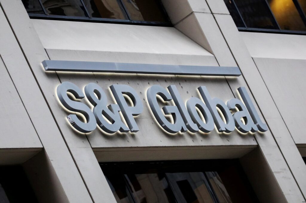 The S&P Global logo is displayed on its offices in the financial district in New York City, U.S., Dec. 13, 2018. (Reuters Photo)