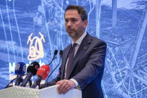 Energy and Natural Resources Minister Alparslan Bayraktar delivers a speech in Ankara, Türkiye, April 18, 2024. (AA Photo)