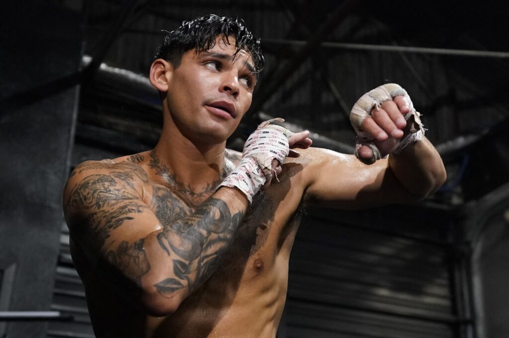 Ryan Garcia in action during a media workout at World Class Boxing Gym, Dallas, Texas, U.S., April 09, 2024. (AFP Photo)