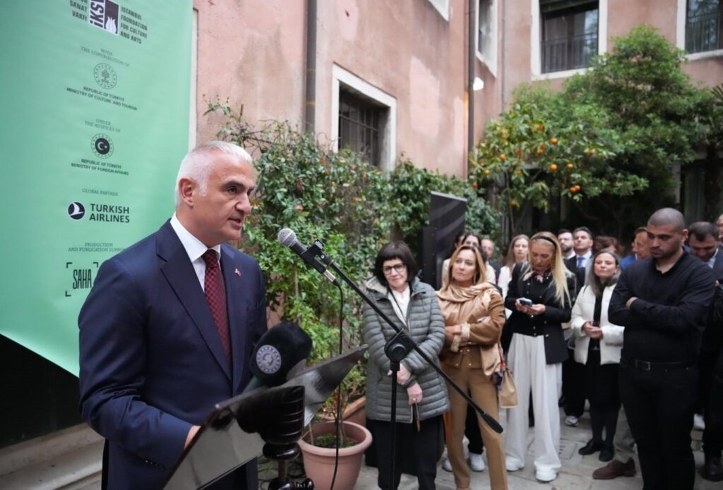 Culture and Tourism Minister Mehmet Nuri Ersoy inaugurates the Türkiye Pavilion at the Venice Biennale held in Italy, April 19, 2024. (IHA Photo)