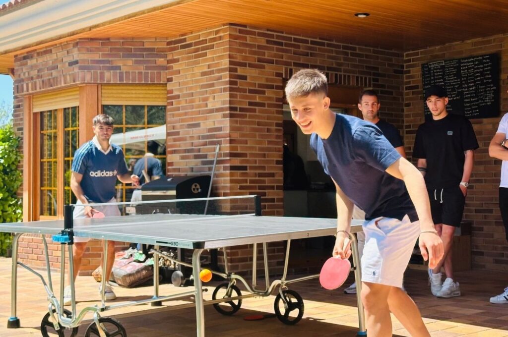 Real Madrid's Arda Güler plays table tennis with his teammates after a barbecue, Madrid, Türkiye, April 22, 2024. (IHA Photo)
