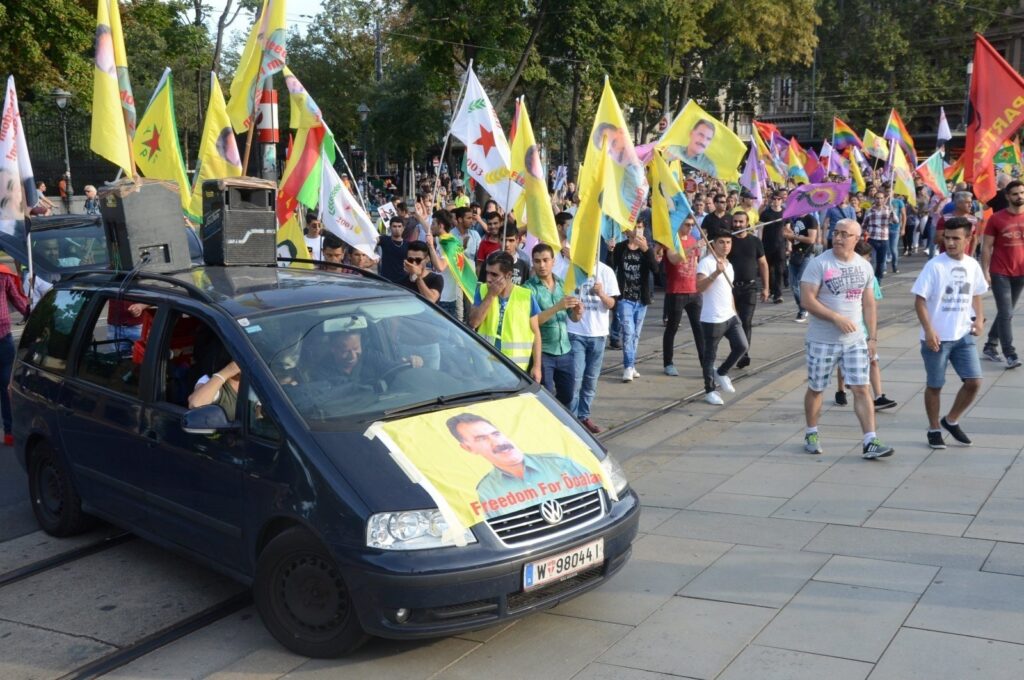 Pro-PKK terrorist sympathizers riot as police intervene, Brussels, Belgium, March 25, 2024. (AFP Photo)