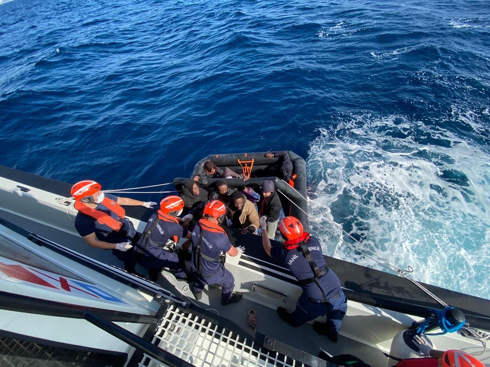 Irregular migrants pushed back by Greece are rescued off the coast of Aydin province, western Türkiye, May 2, 2024. (IHA Photos)