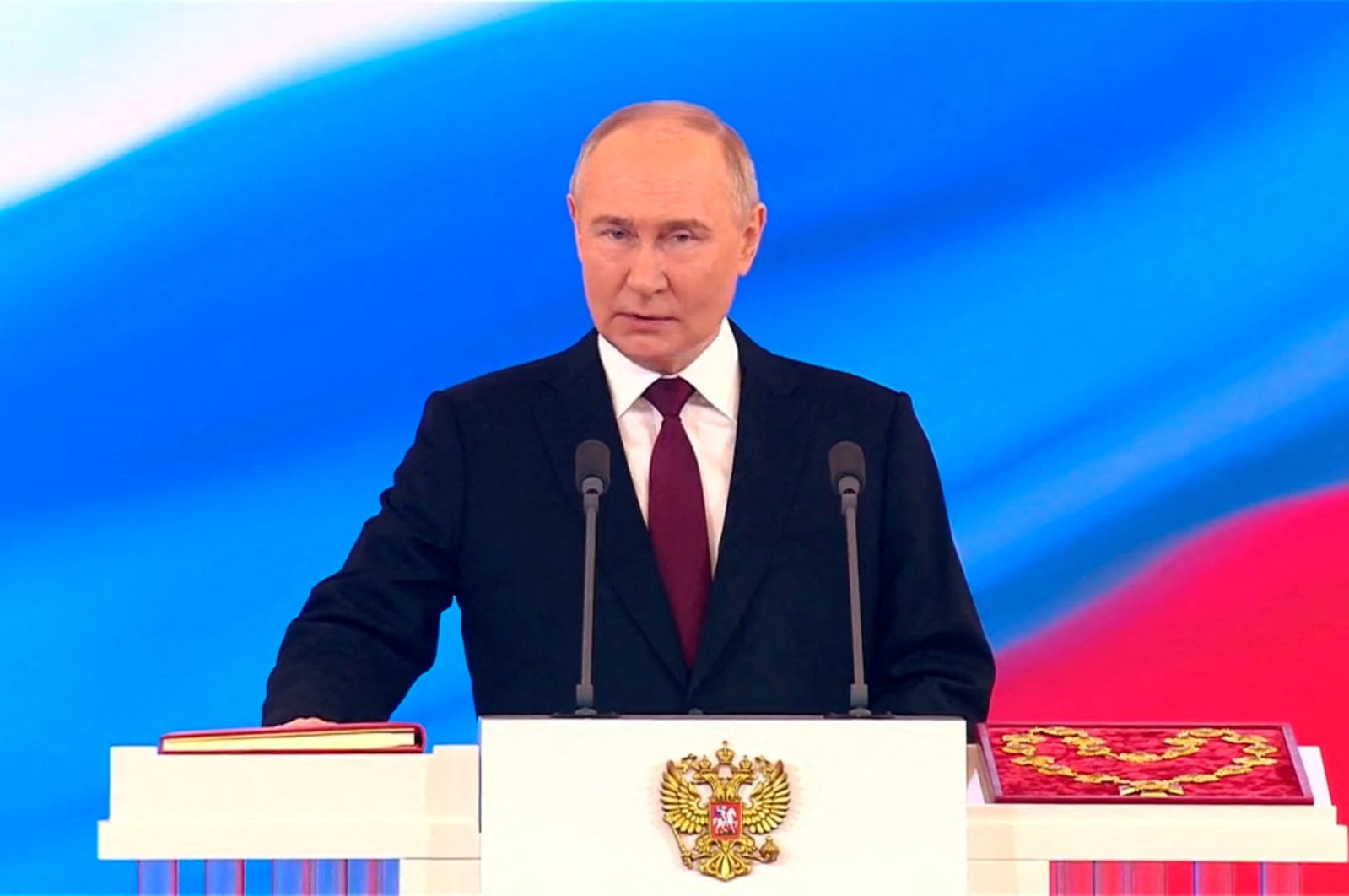 Russian President Vladimir Putin takes the oath during an inauguration ceremony at the Kremlin, Moscow, Russia, May 7, 2024. (Reuters Photo)