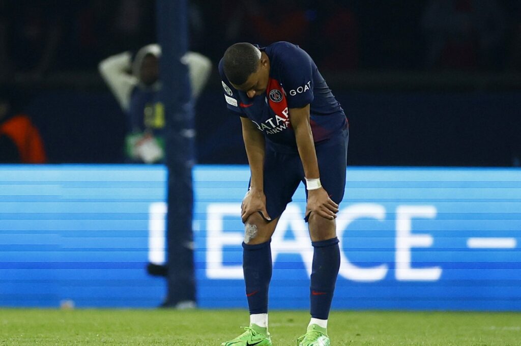 Paris St Germain's Kylian Mbappe looks dejected after the Champions League semifinal second leg match against Borussia Dortmund at the Parc des Princes, Paris, France, May 7, 2024. (Reuters Photo)