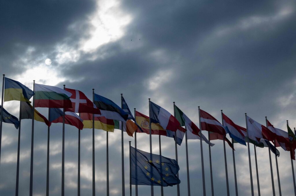 European countries' flags fly in front of the European Parliament building in Strasbourg, France, May 8, 2024. (AFP Photo)